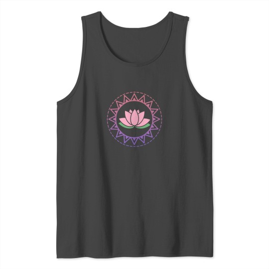 Lotus mandala pink flower sun rays present Tank Top