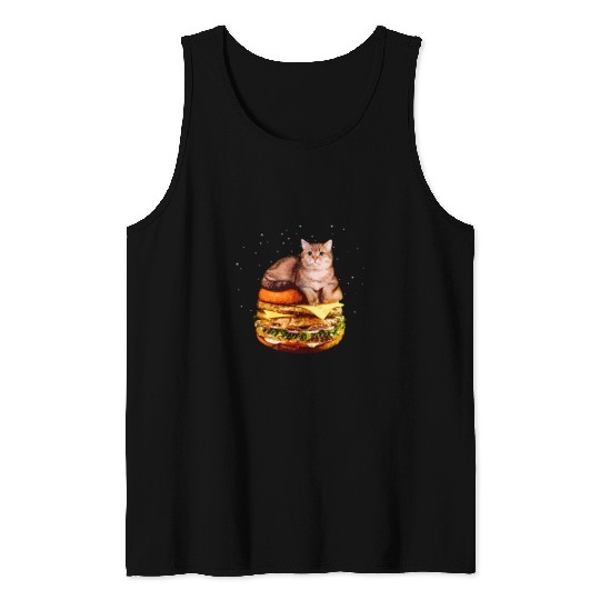 Hamburger Space Cat Funny Kitty Gift Tank Tops