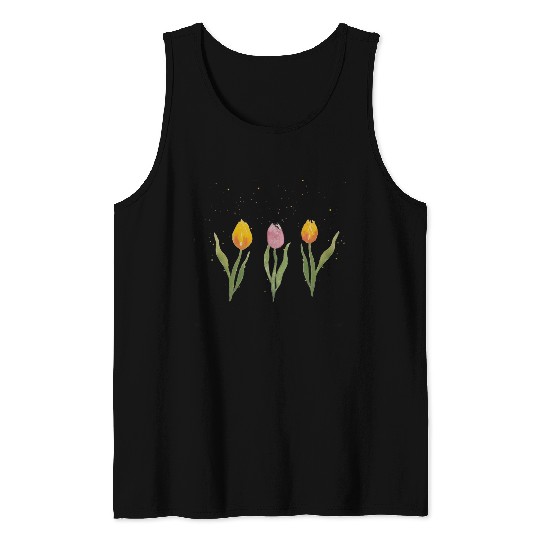 Hand drawn Watercolor Tulips Tank Top