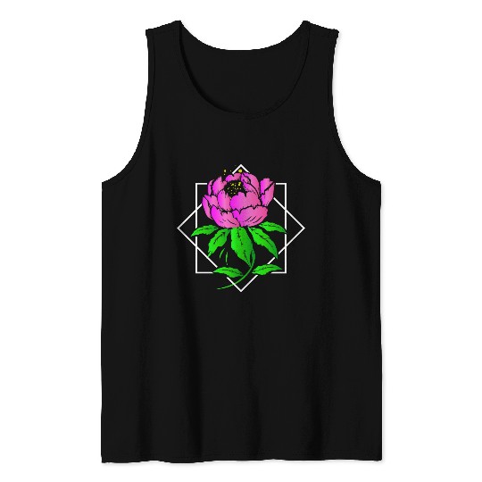 Flower Spring Peony Tattoo Colorful Gift Idea Tank Top
