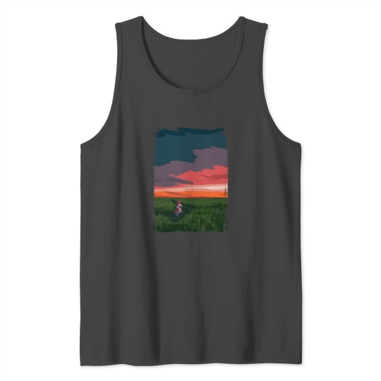 cute cyclist cycling girl at colorful sunset Gift Tank Top