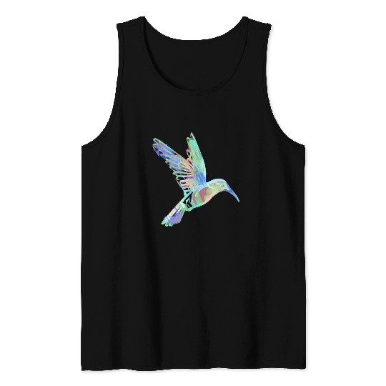 hummingbird, bird, aquarell, green, pastel, flying Tank Tops