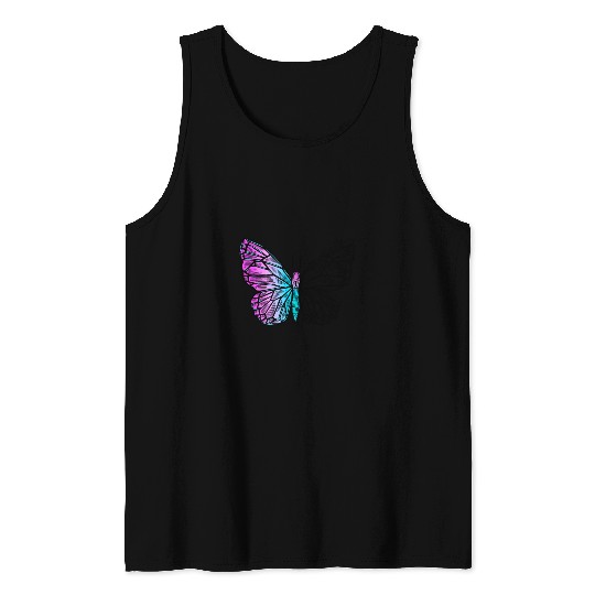 crystal butterfly neon pink blue Tank Top