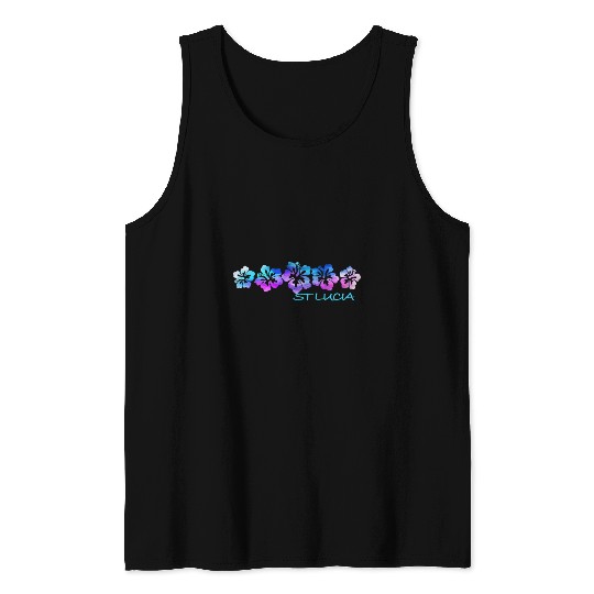 St Lucia Tropical Flower Design Vacation Beach Tank Top