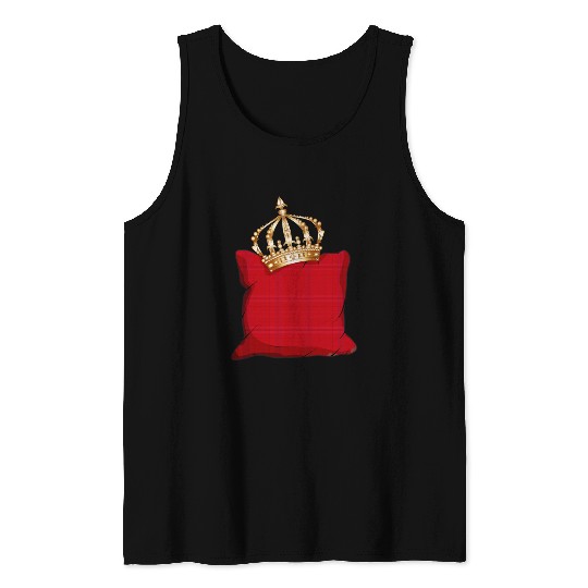 red royal checked pillow with golden crown Tank Tops
