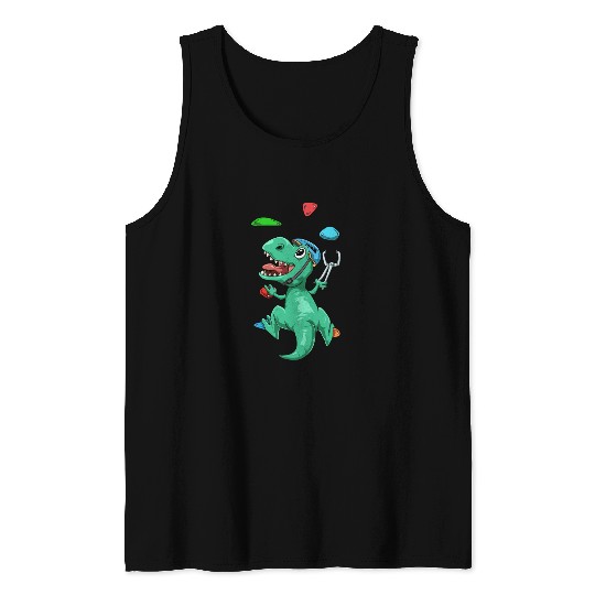 Funny T-Rex Bouldering and Rock Climbing Gift Tank Tops