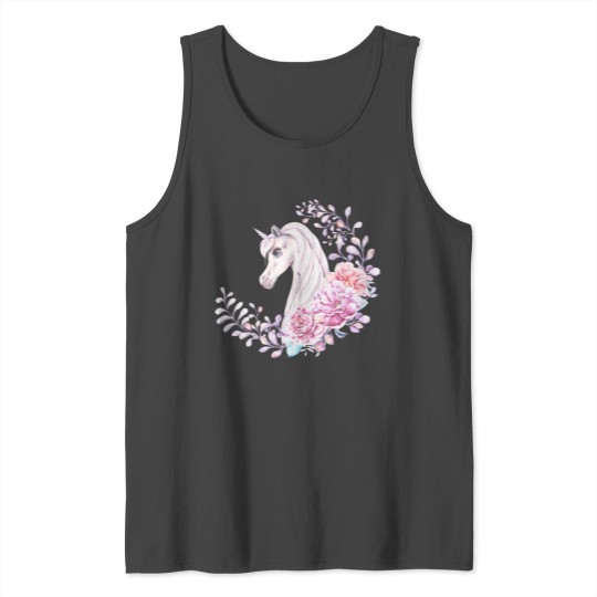 Floral unicorn with flowers unicorn drawing Tank Top