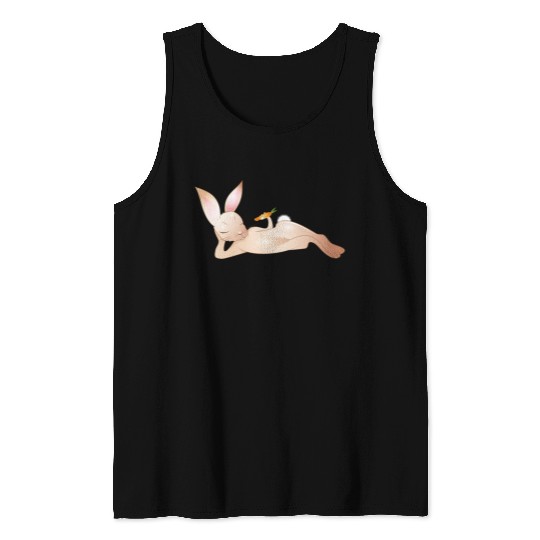 Relaxed rabbit with carrot is enjoying his life Tank Tops