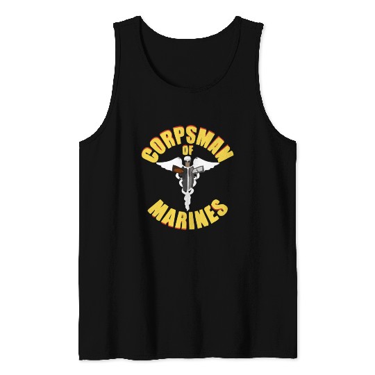 Us Navy Corpsman 8404 Fmf Veteran Front & Back Des Tank Tops