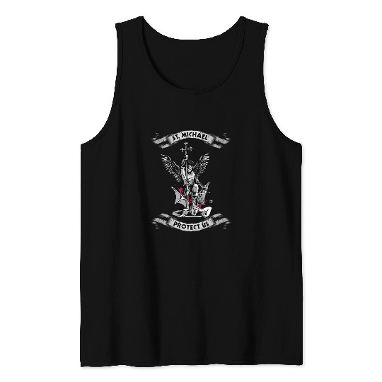 Archangel Saint Michael Protect Us Defend Us Tank Tops
