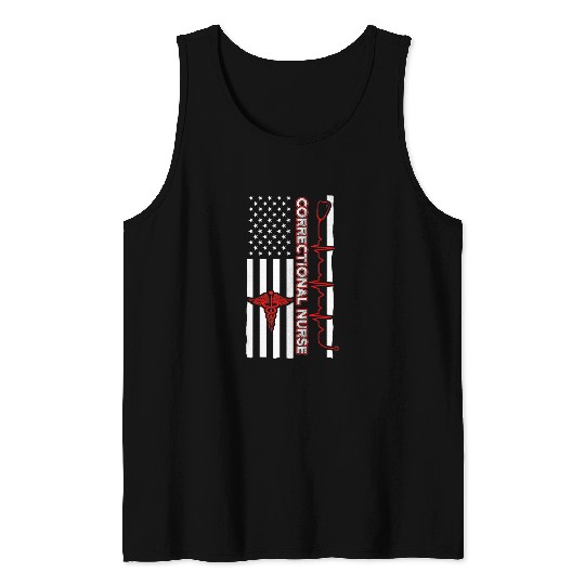 Correctional Nurse USA Flag Nursing RN Tank Tops