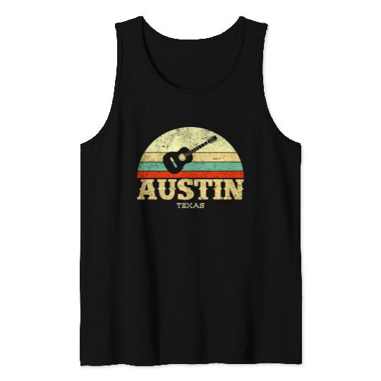 Retro Austin Texas Guitar Vintage Lone Star State Tank Tops