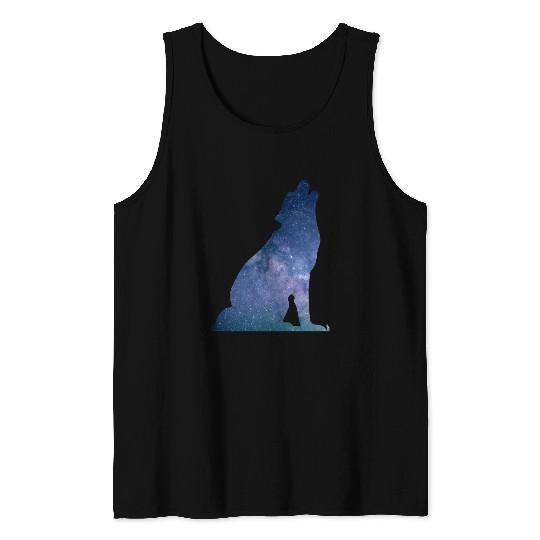 Galaxy Wolf Tank Tops