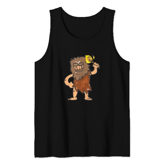 Caveman with Torch Tank Tops
