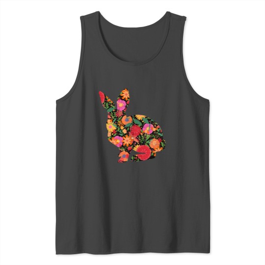 Floral Easter Bunny Women Girls Spring Flowers Rab Tank Top