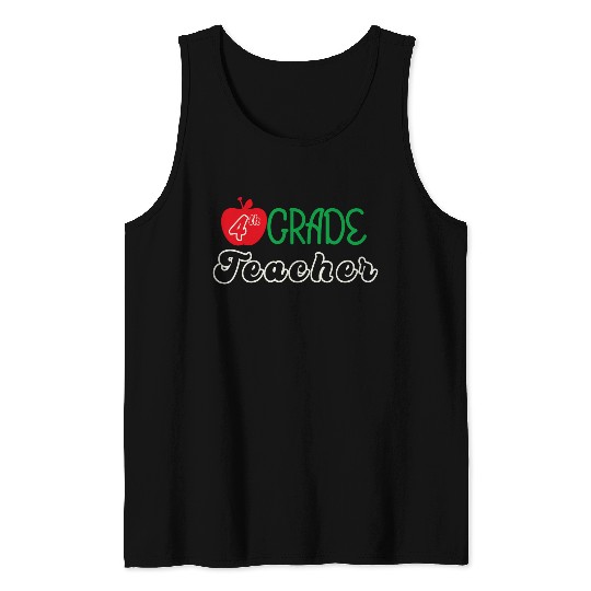Retro 4Th Grade Teacher With Apple Tank Top