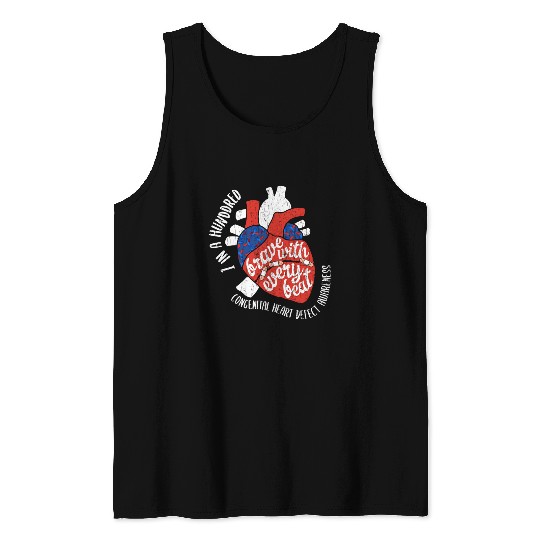 Brave With Every Beat CHD Awareness Happy Gift Tank Tops