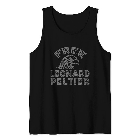 FREE LEONARD PELTIER EAGLE NATIVES grau used look Tank Tops