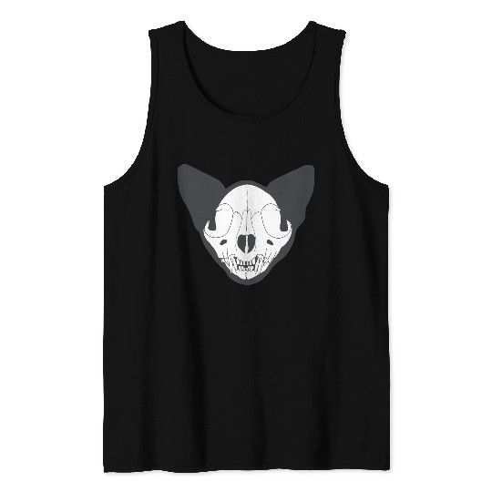 Spooky Cat Skull Halloween Design Tank Top