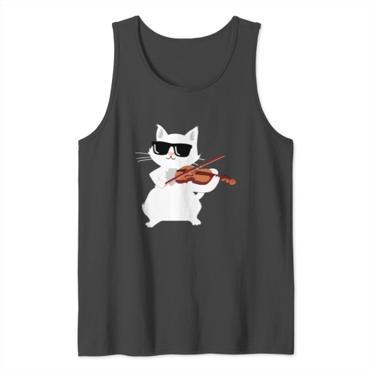 Cat Playing Violin Fiddle Tank Top