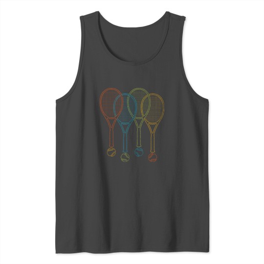 Tennis Rackets and Balls Cool Retro Graphic Tank Top