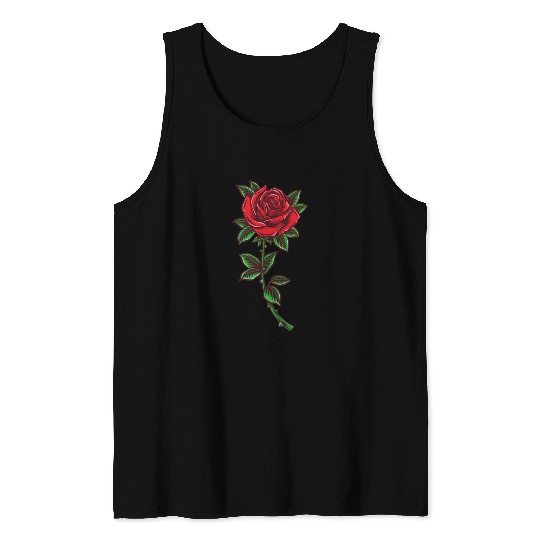 Red rose, Rose stem Tank Tops