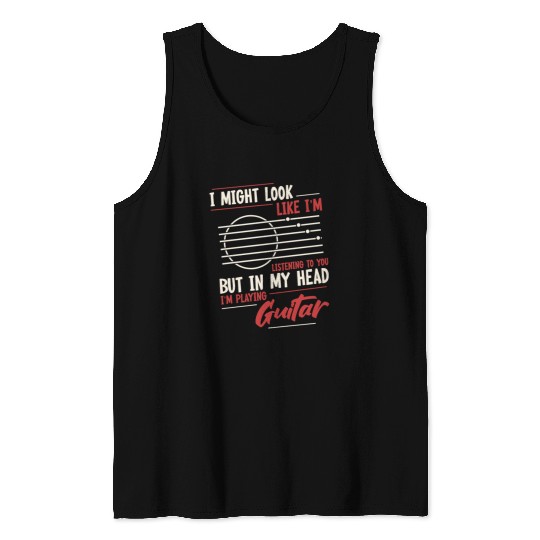Funny I'm Playing Guitar Tank Tops