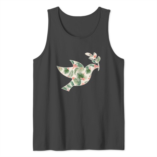 Dove Flower Girl Print Floral Pigeon Hawaiian Tank Top