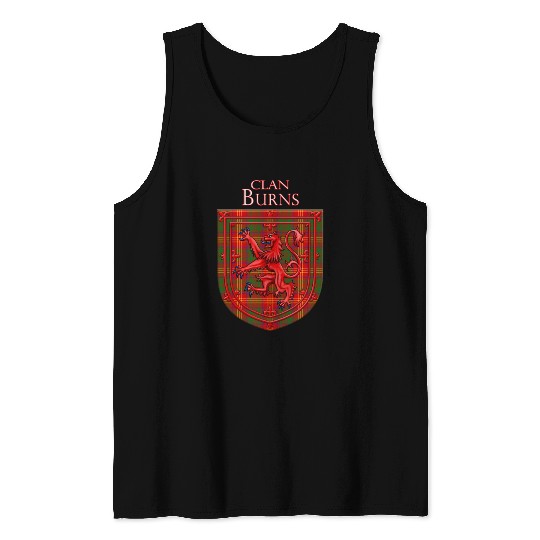 Burns Tartan Scottish Plaid Lion Rampant Tank Tops