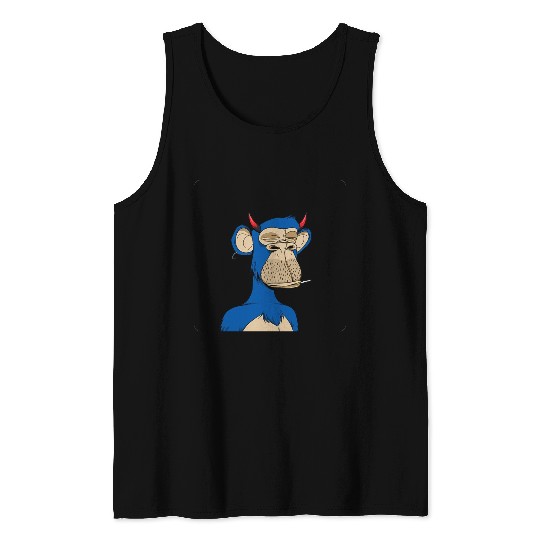Blue bored monkey Tank Tops