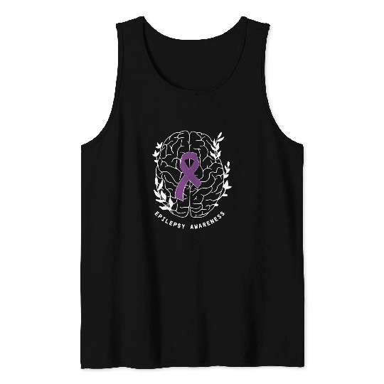 Epilepsy Awareness Ribbon Purple Epilepsy Brain Tank Tops
