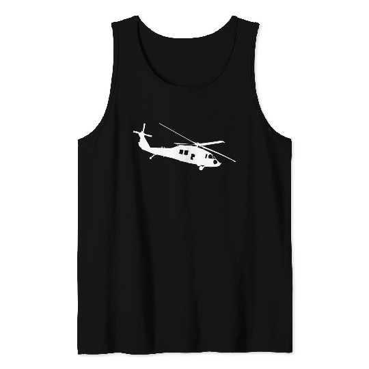 UH-60 Black Hawk Helicopter Silhouette Tank Tops