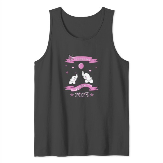 Big Sister 2023- With cute Elephants And Heart Tank Top