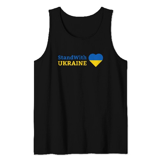 Stand with Ukraine with Heart Support & Solidarity Tank Tops