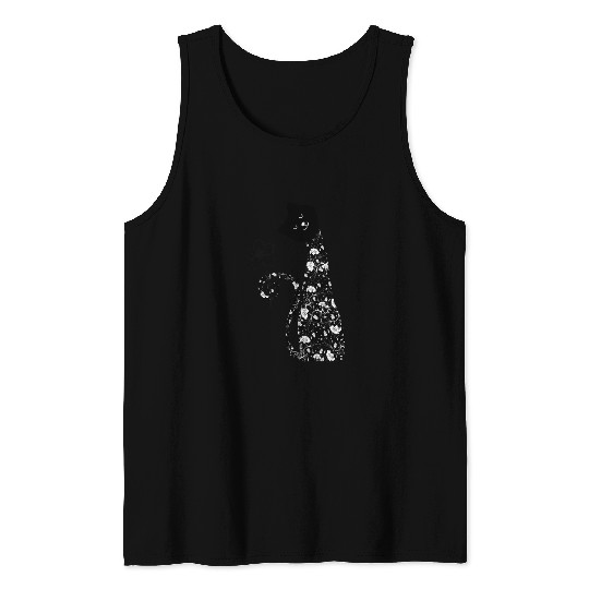 Black cat with flower Tank Tops