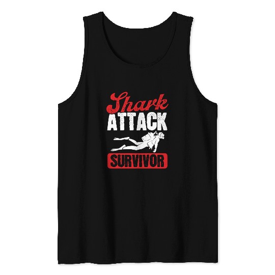 Scuba Diving Shark Attack Survivor Scuba Diver Tank Tops