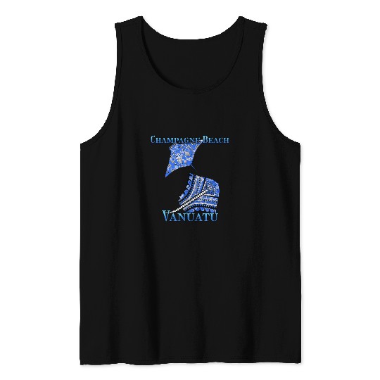 Champagne Beach Vacation Tribal Stingrays Tank Tops