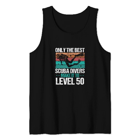 Level 50 Year Old Scuba Diver 50th Birthday Diving Tank Tops