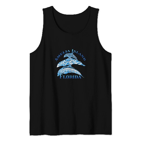 Amelia Island Florida Vacation Tribal Dolphins Tank Tops