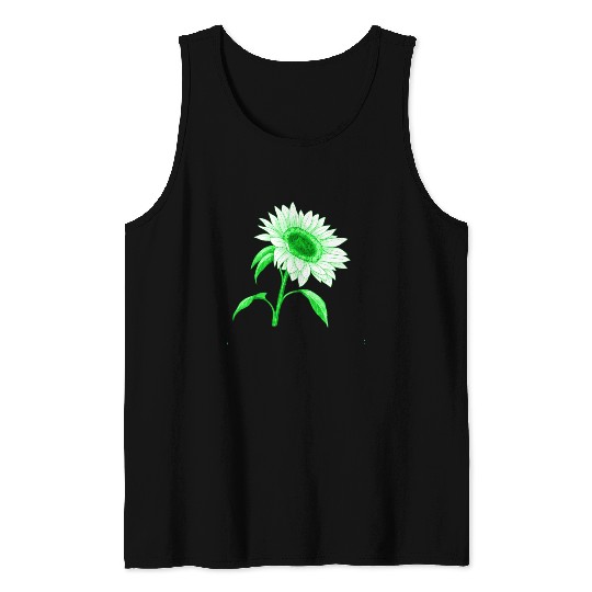 Green sunflower Tank Tops