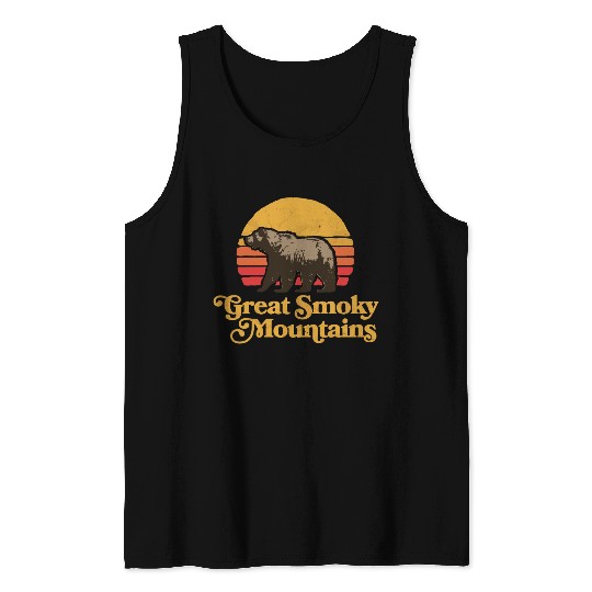 Retro Great Smoky Mountains Park Bear Tank Tops