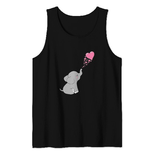 Grey Elephant with love Tank Tops