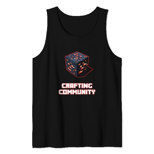 Crafting Community white & red Tank Tops