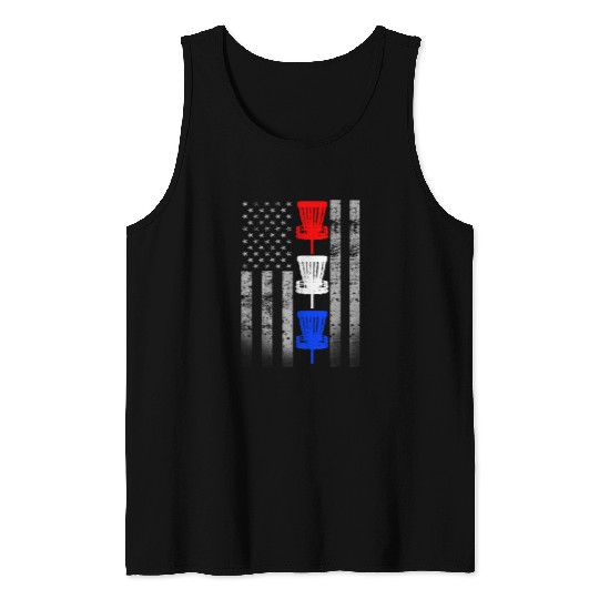 Red White and Blue Disc Golf Flag Tank Tops
