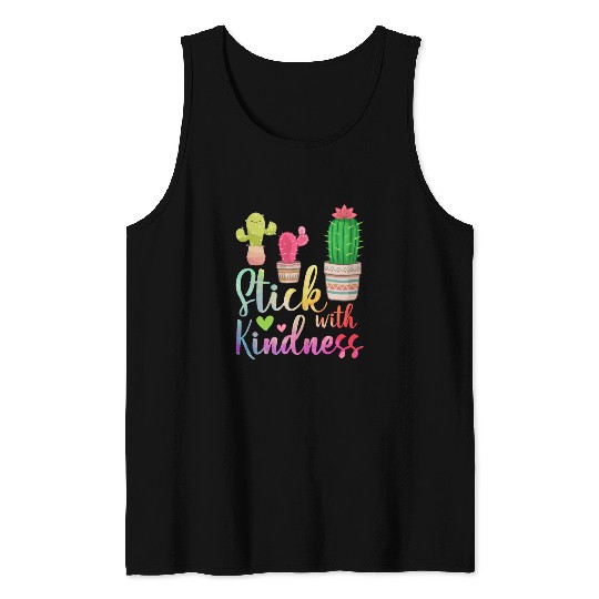 Stick With Kindness Cactus Lovers Teacher Tank Tops