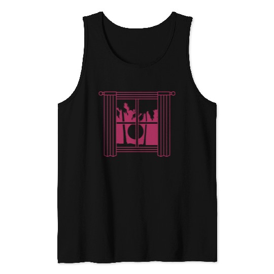 Sun palm tree window Tank Tops