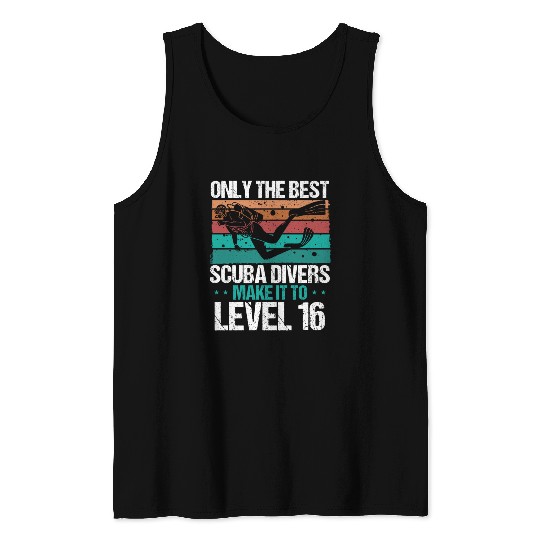 16 Scuba Diving Level 16 Year Diver Snorkeling Tank Tops