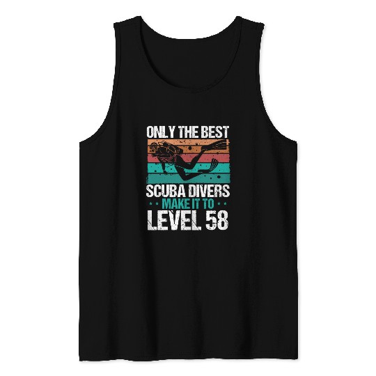 58 Scuba Diving Level 58 Year Diver Snorkeling Tank Tops