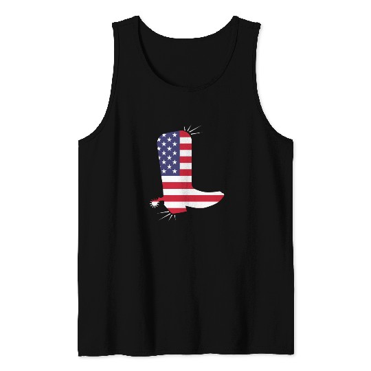 American Flag Cowboy Boot Stars And Stripes Tank Tops