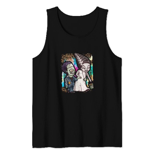 Halloween Witch and Zombie Tie Dye Tank Tops